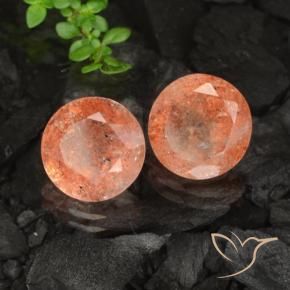 6.37 ctw Orange Sunstone Stones, Natural Sunstone in Round Facet Shape for Sale