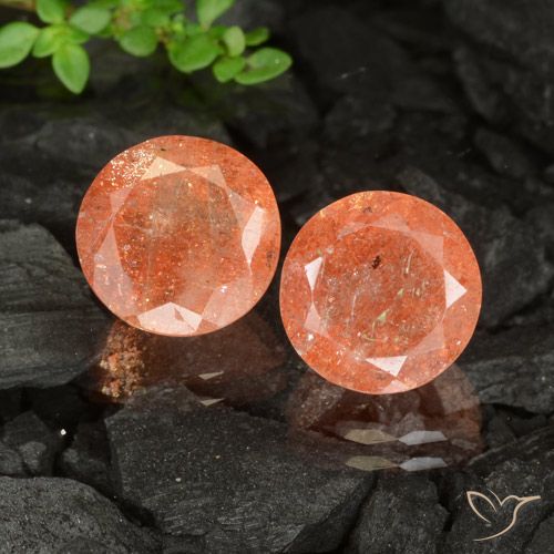 6.55 ct Orange Sunstone, 9.7 mm Round Cut From India, Photo A