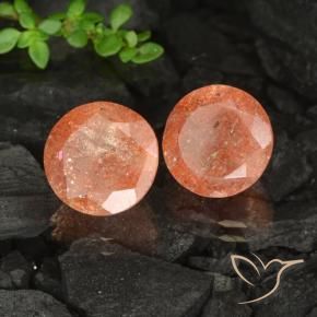 6.55 ctw Orange Sunstone Stones, Natural Sunstone in Round Facet Shape for Sale