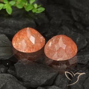 Sunstone Gemstones in 9.5 mm (calibrated) Size for Sale, Sunstone Stones in Ginger Orange Color