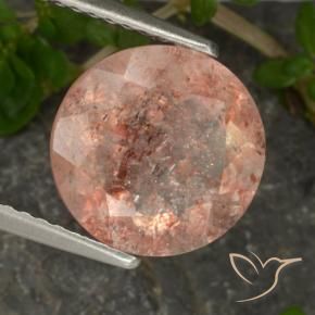3.19 ct Orange Sunstone Stone, Natural Sunstone in Round Facet Shape for Sale