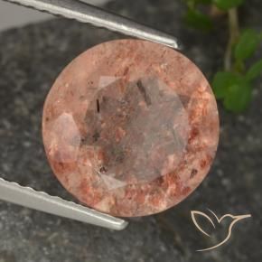 3.42 ct Orange Sunstone Stone, Natural Sunstone in Round Facet Shape for Sale