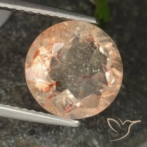 3.55 ct Orange Sunstone Stone, Natural Sunstone in Round Facet Shape for Sale