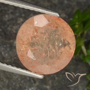3.36 ct Orange Sunstone Stone, Natural Sunstone in Round Facet Shape for Sale