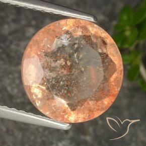 3.19 ct Orange Sunstone Stone, Natural Sunstone in Round Facet Shape for Sale