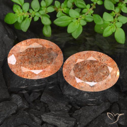 10,22 ct orangefarbener Sonnenstein, 14 x 10,2 mm Ovalschliff aus Indien, Photo A