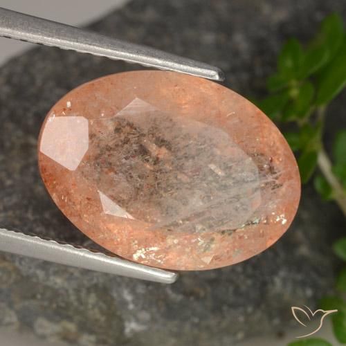 5.54 ct Orange Sunstone Stone, Natural Sunstone in Oval Facet Shape for Sale