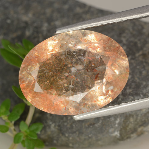 Light Tiger Orange Солнечный Камень Камень - 4.7ct Фасетный Овал (ID: 475979)