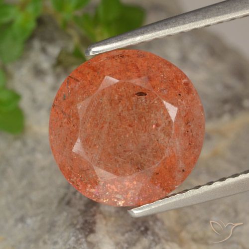 3.81 ct Orange Sunstone, 9.9 mm Round Cut From India, Photo A