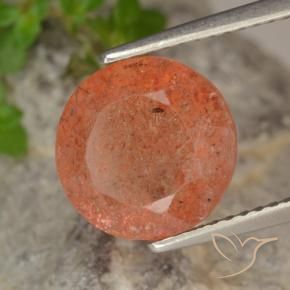 3.81 ct Orange Sunstone Stone, Natural Sunstone in Round Facet Shape for Sale