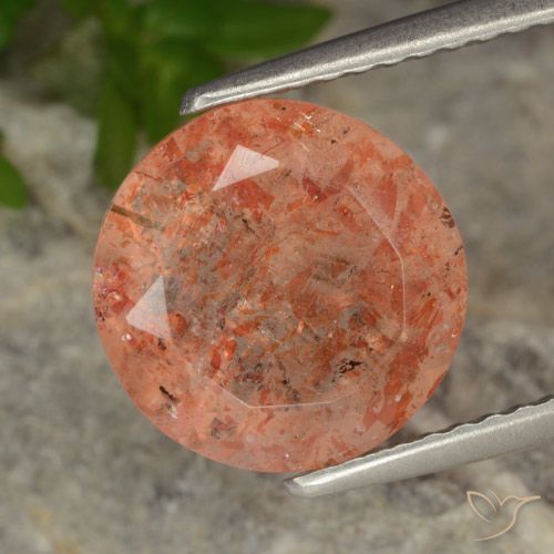 3.73ct Natural Reddish Orange Sunstone, Round, Translucent