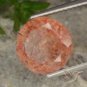 3.73 ct Orange Sunstone Stone, Natural Sunstone in Round Facet Shape for Sale