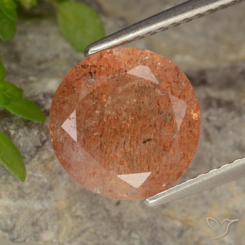 3.20ct Natural Medium Orange Sunstone, Round, Translucent
