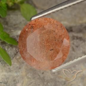 3.20 ct Orange Sunstone Stone, Natural Sunstone in Round Facet Shape for Sale