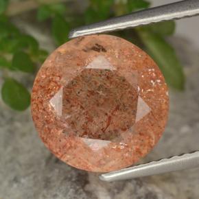 3.99 ct Orange Sunstone Gemstone, Sunstone Gem in Round Facet Shape for Sale.
