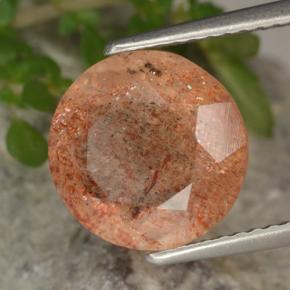 3.99 ct Orange Sunstone Stone, Natural Sunstone in Round Facet Shape for Sale