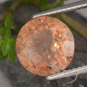 3.72 ct Orange Sunstone Stone, Natural Sunstone in Round Facet Shape for Sale