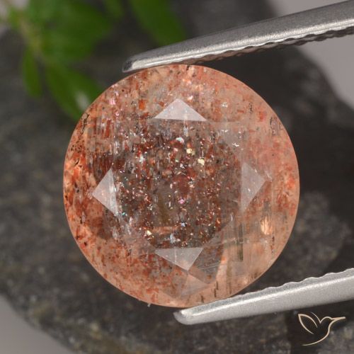 3.97ct Natural Reddish Orange Sunstone, Round, Translucent