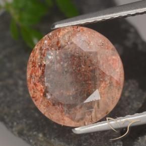 3.97 ct Orange Sunstone Stone, Natural Sunstone in Round Facet Shape for Sale