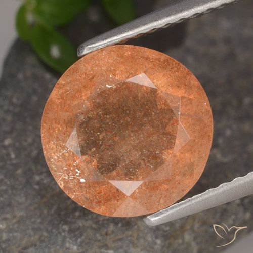 3.36ct Natural Medium Orange Sunstone, Round, Translucent
