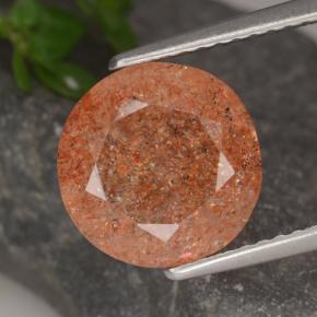 3.32 ct Orange Sunstone Gemstone, Sunstone Gem in Round Facet Shape for Sale.