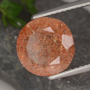 3.32 ct Orange Sunstone Stone, Natural Sunstone in Round Facet Shape for Sale