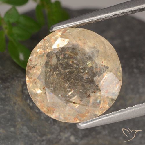 3.49ct Natural Cantaloupe Orange Sunstone, Round, Transparent
