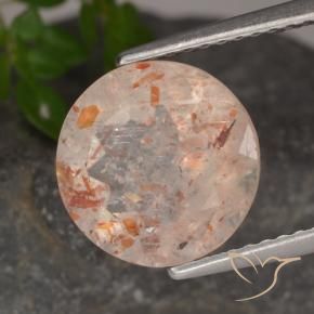 3.38 ct Orange Sunstone Stone, Natural Sunstone in Round Facet Shape for Sale
