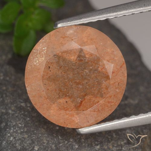 3.41ct Natural Light Orange Sunstone, Round, Translucent