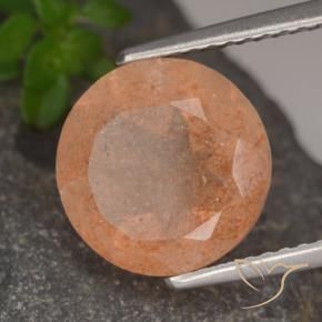 3.41 ct Orange Sunstone Stone, Natural Sunstone in Round Facet Shape for Sale