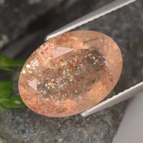 Светло-оранжевый Солнечный Камень Камень - 5.2ct Фасетный Овал (ID: 476120)