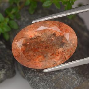 5.00 ct Orange Sunstone Gemstone, Sunstone Gem in Oval Facet Shape for Sale.