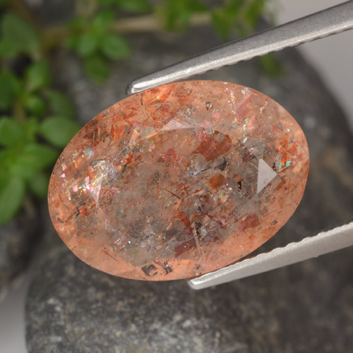 Medium-Light Orange Солнечный Камень Камень - 4.7ct Фасетный Овал (ID: 476126)
