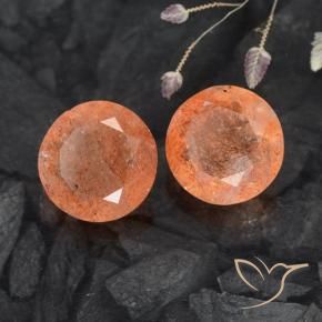 5.89 ctw Orange Sunstone Stones, Natural Sunstone in Round Facet Shape for Sale