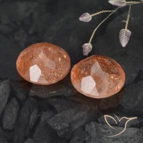 Sunstone Gemstones in 10 mm (calibrated) Size for Sale, Sunstone Stones in Reddish Orange Color