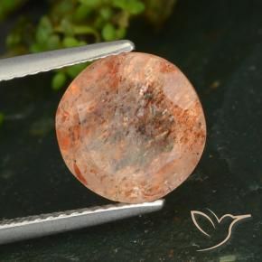 3.24 ct Orange Sunstone Stone, Natural Sunstone in Round Facet Shape for Sale