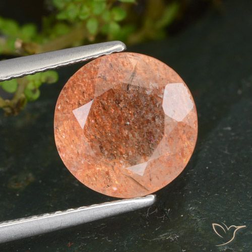 3.39ct Natural Ginger Orange Sunstone, Round, Transparent