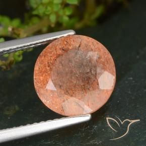 3.39 ct Orange Sunstone Stone, Natural Sunstone in Round Facet Shape for Sale