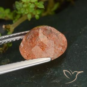 Sunstone Gemstone in 10 mm (calibrated) Size for Sale, Sunstone Stone in Ginger Orange Color