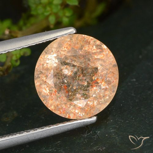 3.56ct Natural Light Orange Sunstone, Round, Transparent