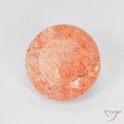3.19 ct Orange Sunstone Stone, Natural Sunstone in Round Facet Shape for Sale