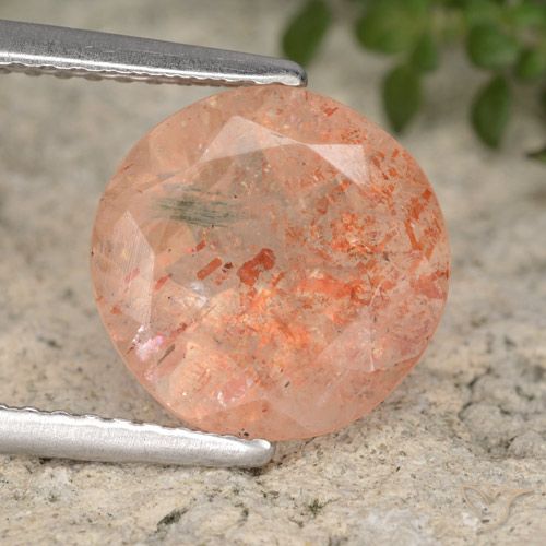3.21ct Natural Ginger Orange Sunstone, Round, Translucent