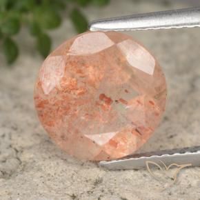 3.21 ct Orange Sunstone Stone, Natural Sunstone in Round Facet Shape for Sale