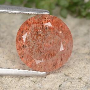 Красновато-оранжевый Солнечный Камень Камень - 3.4ct Круглая Фасетная Огранка (ID: 477633)