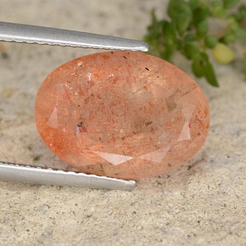5.97ct Natural Reddish Orange Sunstone, Oval, Translucent, Photo A