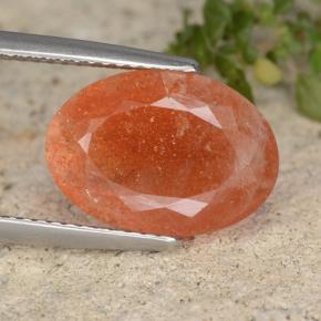 Reddish Orange Sunstone Gem - 5.8ct Oval Facet (ID: 477695)
