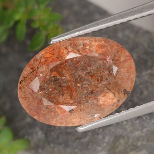 Medium-Light Orange Sunstone Gem - 5.9ct Oval Facet (ID: 477784)