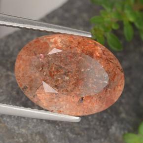 5.87 ct Orange Sunstone Stone, Natural Sunstone in Oval Facet Shape for Sale