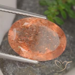 4.88 ct Orange Sunstone Stone, Natural Sunstone in Oval Facet Shape for Sale