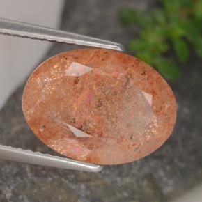 6.17 ct Orange Sunstone Stone, Natural Sunstone in Oval Facet Shape for Sale